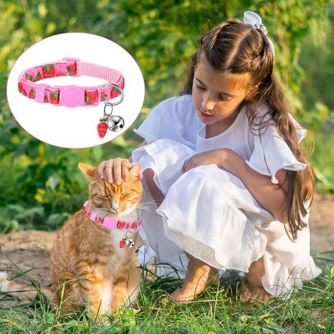 12 Pieces Breakaway Cats Collar with Bell and Summer Fruit Patterns Pendants, Safety Adjustable Collar Set for Pets Decoration (Medium) in Saudi Arabia