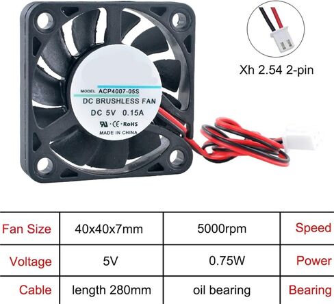 1Pcs 4cm ACP4007 Axial Flow Fan 40x40x7mm 2Pin Cooling Fan DC5V/12V/24V for Hard Drives Routers Computer Hardware Cooling(DC12V) in Saudi Arabia