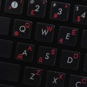 Turkish Keyboard Decals ON Transparent Background with Blue, Orange, RED, White OR Yellow Lettering (14X14) (White)