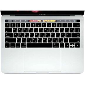 HRH Russian Language Silicone Keyboard Cover for MacBook Pro with Touch Bar 13 Inch and 15 Inch (A2159/A1989/A1706,A1990/A1707) 2019 2018 2016 2017 Release USA Version,Black