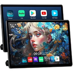 14inch Android Portable Car TV Headrest Monitor Tablet for Cars Back seat Support Phone Wireless mirroring Touchscreen with WiFi/Bluetooth/HDMI/USB/Video Player 2+32G 2pc