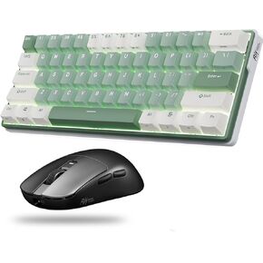 RK ROYAL KLUDGE RK61 Plus 60 Percent Mechanical Keyboard and RK M3 Wireless Gaming Mouse Combo, 47g Lightweight Computer Mouse with 42K DPI, Bluetooth/2.4Ghz/Wired RGB Hot Swappable Keyboards