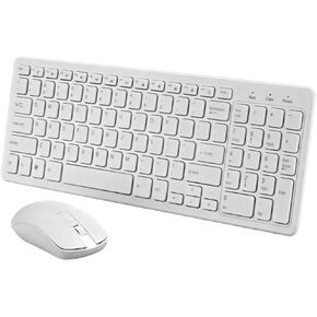 Wireless Keyboard Mouse Combo - 2.4Ghz Aesthetic Quiet Keyboard and Mouse Wireless - 110 Keys Full Size Ultra-Thin Keyboard for Laptop, Computer, PC
