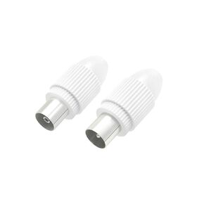 Hama antenna plug + antenna socket (replacement, connector, for cables approx. 0.5 to 1.1 mm diameter, terminal, coaxial) white