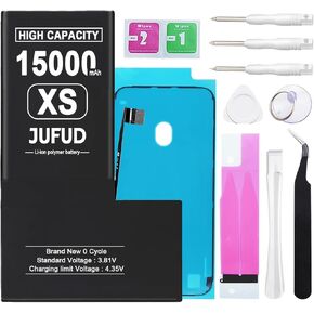 بطارية استبدال 15000mAh لـ iPhone XS ، بطارية Li-Polymer عالية السعة 0-متوافقة مع النماذج A1920 A2097 A2098 A2100 تشمل مجموعة الإصلاح الكاملة