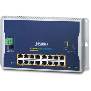 Planet WGS-4215-16P2S Industrial Flat Wall Mount L2 Managed 16-Port PoE Switch, 240W Total PoE Budget, VLAN, QoS, ERPS Ring, MQTT, 820ft Extend Mode, Dual Power Input for Compact Harsh Environment
