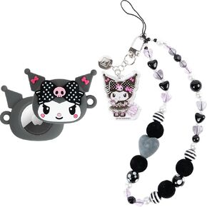 iFace Sanrio Kuromi 20th Anniversary Case for AirTag + Kuromi 20th Anniversary Beaded Wristlet Universal Charm Strap