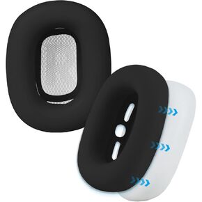 Silicone Ear Pads Cover Protector for AirPods Max Headphones Cushions, Washable Sweat Earpad Covers for AirPods Max Wireless On-Ear Headphones Accessories Protective Pads Case Cover (Black)