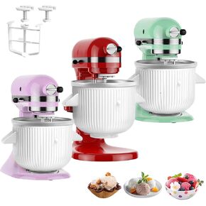 Ice Cream Maker Attachment for KitchenAid Stand Mixer, Compatible with KitchenAid 4.5/5QT/6QT/7QT accessories and attachments, 2 Quart for kitchenaid mixer attachments Frozen Yogurt Gelato Maker