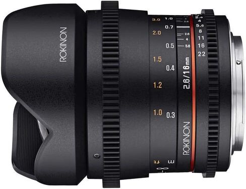 Rokinon 16-16mm f/2.6-22 Prime Fixed T2.6 Full Frame Cine Wide Angle Lens for Sony E-Mount, Black (FFDS16M-NEX) in Saudi Arabia