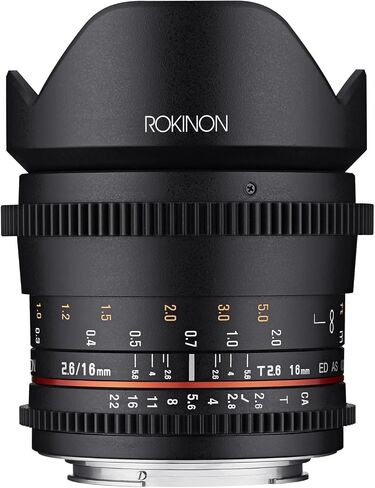 Rokinon 16-16mm f/2.6-22 Prime Fixed T2.6 Full Frame Cine Wide Angle Lens for Sony E-Mount, Black (FFDS16M-NEX) in Saudi Arabia