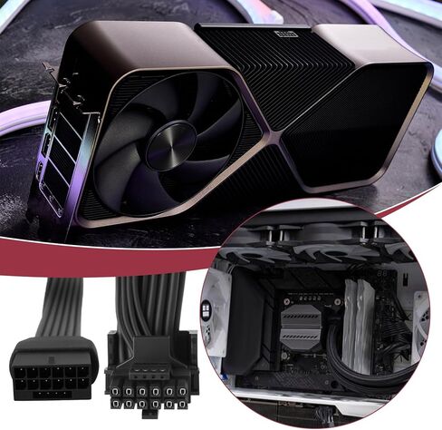 16 PIN 12+4 ذكر إلى أنثى PCI-E 5.0 محول 90 درجة لبطاقة الرسوم GPU متوافقة مع RTX 4090 4080 3090 TI 16AWG 12VHPWR 600W ، النوع ب in Kuwait
