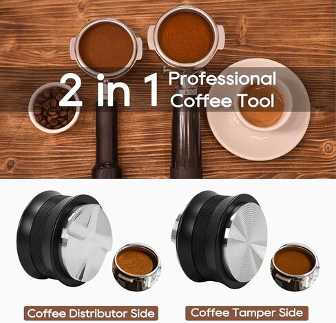 عبث Espresso 58 ملم ، موزع القهوة لـ 58 مم portafilter ، مزدوج 2 في 1 موزع مستوي إسبرسو ، أداة عبث قهوة قابلة للضبط ، أسود ، in Saudi Arabia