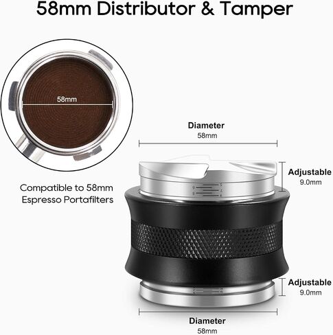 عبث Espresso 58 ملم ، موزع القهوة لـ 58 مم portafilter ، مزدوج 2 في 1 موزع مستوي إسبرسو ، أداة عبث قهوة قابلة للضبط ، أسود ، in Saudi Arabia