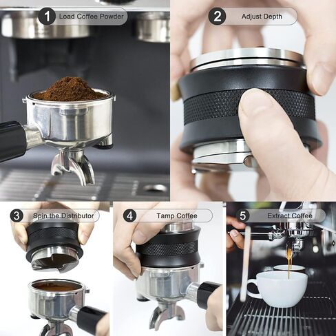 عبث Espresso 58 ملم ، موزع القهوة لـ 58 مم portafilter ، مزدوج 2 في 1 موزع مستوي إسبرسو ، أداة عبث قهوة قابلة للضبط ، أسود ، in Saudi Arabia