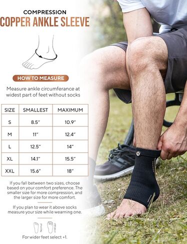 Copper Ankle Brace (2 Pack) — Compression Ankles Brace for Men & Women — Infused Copper Ankle Sleeve Compression Support for Pain Relief, Swelling, Sprains, Achilles Recovery & Sports in Saudi Arabia