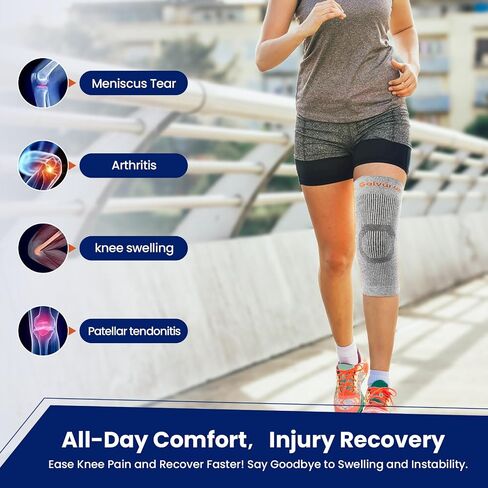 Galvaran Compression Knee Brace for Women & Men – Knee Support Sleeve for ACL, MCL, Meniscus Pain Relief, Joint Swelling & Injury Recovery | Skin-Friendly Anti-Slip Design | Daily Use & Sports in Saudi Arabia