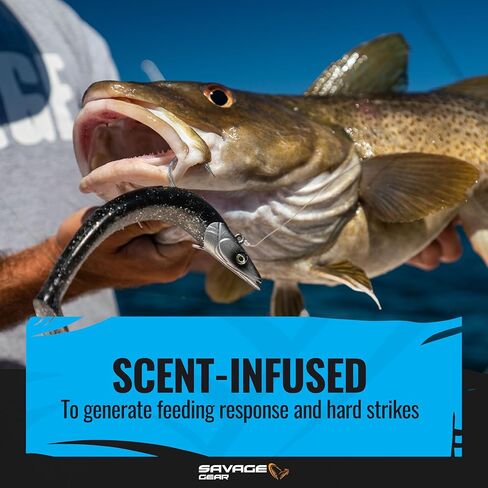 Savage Gear Sandeel Fishing Bait, 5 1/3 oz, Ghost Herring, Realistic Contours & Movement, Durable Construction, Two Tie Points, 5X Hooks, Holographic Eyes, Bait Keeper in Saudi Arabia