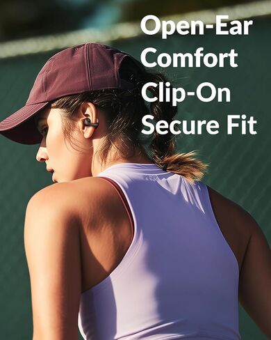 Q8 Open-Ear Clip-on Wireless Earbuds ، أحدث سماعات Bluetooth 6.0 ، سماعات صوتية مكانية HI-RES LDAC ، ENC 4-MIC للمكالمات الواضحة ، 40 ساعة من وقت اللعب ، الملاءمة الآمنة ، الراحة المفتوحة ، الأسود in Kuwait