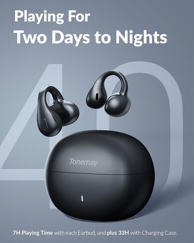 Q8 Open-Ear Clip-on Wireless Earbuds ، أحدث سماعات Bluetooth 6.0 ، سماعات صوتية مكانية HI-RES LDAC ، ENC 4-MIC للمكالمات الواضحة ، 40 ساعة من وقت اللعب ، الملاءمة الآمنة ، الراحة المفتوحة ، الأسود in Kuwait