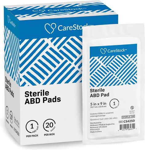 Abdominal Pads 5x9 in [20-Pack] Sterile ABD Pads, Extra Absorbent, Individually Wrapped, Wound Care First Aid in Saudi Arabia