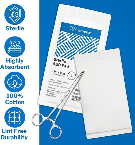 Abdominal Pads 5x9 in [20-Pack] Sterile ABD Pads, Extra Absorbent, Individually Wrapped, Wound Care First Aid in Saudi Arabia