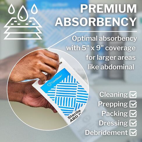 Abdominal Pads 5x9 in [20-Pack] Sterile ABD Pads, Extra Absorbent, Individually Wrapped, Wound Care First Aid in Saudi Arabia