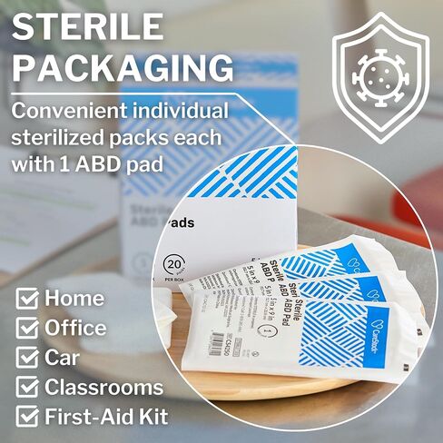 Abdominal Pads 5x9 in [20-Pack] Sterile ABD Pads, Extra Absorbent, Individually Wrapped, Wound Care First Aid in Saudi Arabia