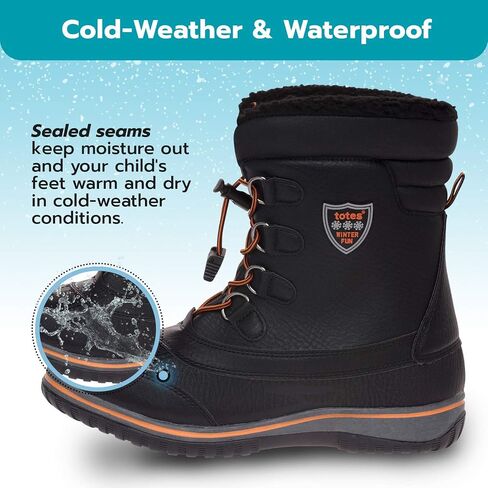 totes Unisex-Child Boys Noah Snow Boot, Black, 4 in Kuwait