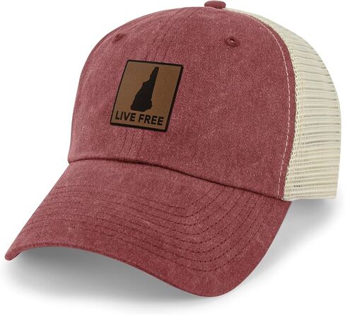 Chowdaheadz Live Free New Hampshire Leather Patch Relaxed Trucker Hat in Saudi Arabia