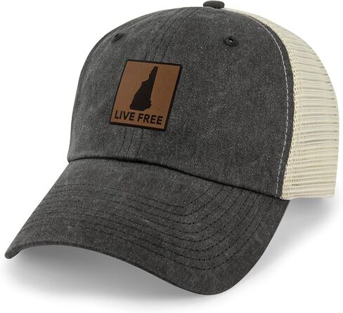 Chowdaheadz Live Free New Hampshire Leather Patch Relaxed Trucker Hat in Saudi Arabia