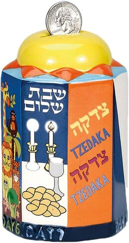 صندوق Tzedakah من الخشب المطلي بالمينا باللون الأزرق من Rite Lite - للأطفال والكبار على حد سواء، صندوق خيري من الخشب الأزرق المطلي بالمينا مقاس 5.50 سم ارتفاعًا in Kuwait