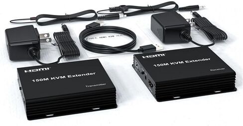 150M HDMI KVM Extender Over RJ45 LAN Cat5e/6 Cable HDMI USB Ethernet KVM Extender Transmitter Support Keyboard Mouse for PC DVR(with US Plug) in Saudi Arabia