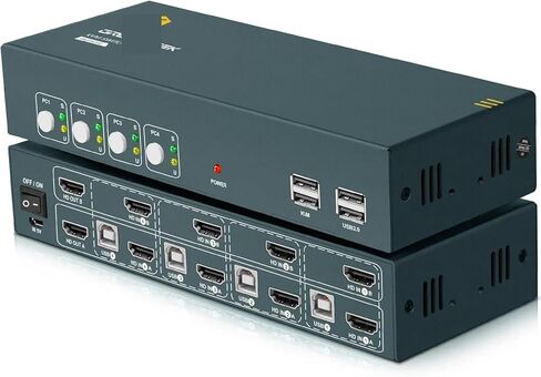 USB KVM مع عرض مزدوج 4 منافذ HDMI 4K 60Hz. تبديل 4 أجهزة كمبيوتر مثالية للشركات الصغيرة تعمل 4 أجهزة كمبيوتر وشاشات 2 in Saudi Arabia