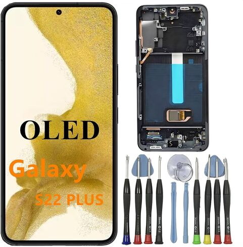 OLED Galaxy S22 Plus Screen Replacement for Samsung S22PLUS 5G Display Touch Screen Digitizer Assembly SM-S906U SM-S906U1 SM-S906B LCD Support Fingerprint (with Black Frame+Tools) in Kuwait