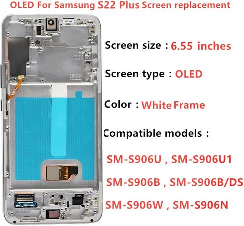 OLED Galaxy S22 Plus Screen Replacement for Samsung S22PLUS 5G Display Touch Screen Digitizer Assembly SM-S906U SM-S906U1 SM-S906B LCD Support Fingerprint (with Black Frame+Tools) in Kuwait
