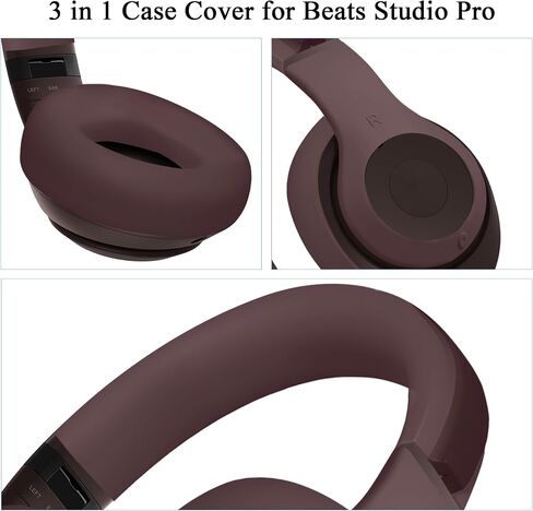 【3 في 1】 غلاف حالة السيليكون Pro Studio Pro وغطاء غطاء/غطاء أذن/غلاف أذن/قذيفة لبرنامج Beats Studio Pro ، ملحقات واقي السيليكون الناعم الاستوديو Pro (بني عميق) in Kuwait