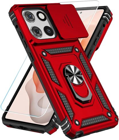 علبة الهاتف Sunstory لـ Motorola Moto G Stylus 5G 2025 مع حامي شاشة HD وغطاء الكاميرا والشرائح Kickstand ، قضية الهاتف [العسكرية] لـ Moto G Stylus 5G 2025 ، RED in Kuwait