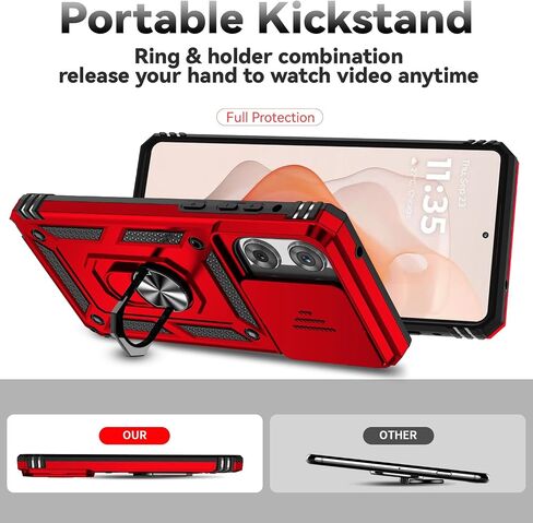 علبة الهاتف Sunstory لـ Motorola Moto G Stylus 5G 2025 مع حامي شاشة HD وغطاء الكاميرا والشرائح Kickstand ، قضية الهاتف [العسكرية] لـ Moto G Stylus 5G 2025 ، RED in Kuwait