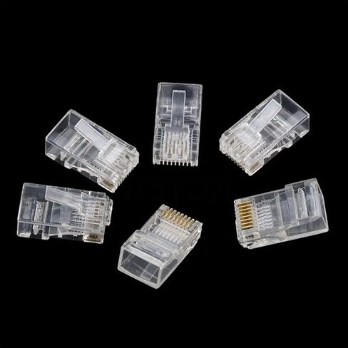 50PCS RJ-45 وحدة كبل Ethernet في موصل الشبكة لـ UTP CAT5 CAT5E RJ45 Network Cable Crystal Head 8P8C in Saudi Arabia