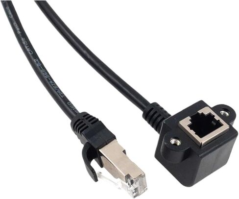 RJ45 Cable Male to Female Screw Panel Ethernet LAN Network Shield 90 Degree Right Angle Extension Cable 0. 0.6m 1m 1.5m (Angle 0.6m) in Saudi Arabia