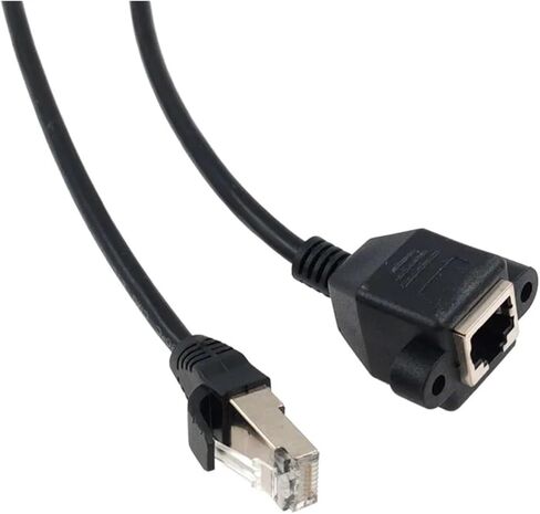 RJ45 Cable Male to Female Screw Panel Ethernet LAN Network Shield 90 Degree Right Angle Extension Cable 0. 0.6m 1m 1.5m (Angle 0.6m) in Saudi Arabia
