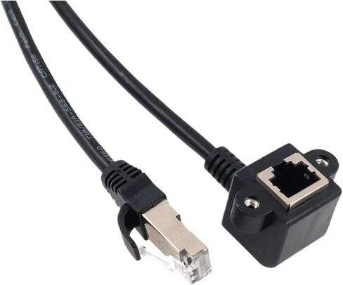 RJ45 Cable Male to Female Screw Panel Ethernet LAN Network Shield 90 Degree Right Angle Extension Cable 0. 0.6m 1m 1.5m (Angle 0.6m) in Saudi Arabia