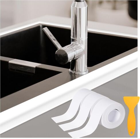 ZONE INDUSTRY CORP. 3 Roll 1.5''x10.5FT PVC Self Adhesive Caulk Tape, Waterproof White Caulking Sealing Strip for Kitchen, Countertop, Sink, Bathroom, Toilet Base, Shower, and Bathtub Floor Wall in Saudi Arabia