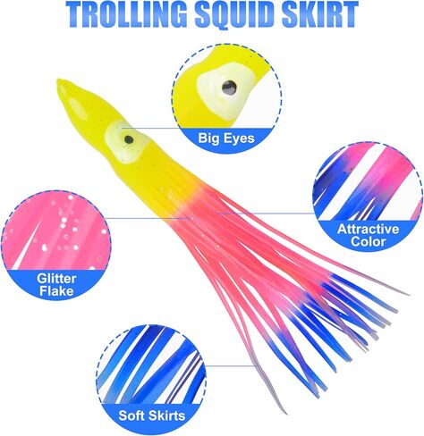 OROOTL Squid Skirts Octopus Skirts Saltwater Trolling Lures Soft Plastic Fishing Lures Glow Octopus Lures Squid Skirt Bait for Sea Bass Salmon Trout Tuna Multicolored 7cm 9cm 11cm in Saudi Arabia