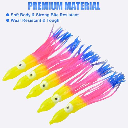 OROOTL Squid Skirts Octopus Skirts Saltwater Trolling Lures Soft Plastic Fishing Lures Glow Octopus Lures Squid Skirt Bait for Sea Bass Salmon Trout Tuna Multicolored 7cm 9cm 11cm in Saudi Arabia
