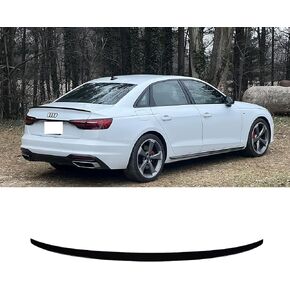 2017-2024 Gloss Black Rear Spoiler Wing Compatible with Audi A4 S4 SLine B9 Premium Plus Prestige Trunk Lid Duckbill 2023 2022 2021 2020 2019 2018
