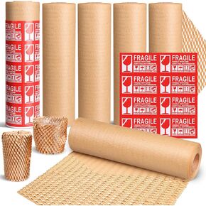 Honeycomb Packing Paper 12" x 600', Bubble Cushioning Wrap for Packing/Shipping/Moving, Eco-Friendly Bubble Packing Paper Wrapping for Fragile Items,Electronics and Bouquet Packaged
