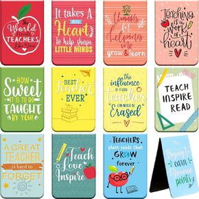 Zonon Teacher Magnetic Bookmarks for Women Teacher Appreciation Thank You Gifts from Students Graduation Back to School Gifts Magnet Book Marker Page Clip Accessory for Reading Party Supplies(48 Pcs)