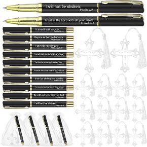 30 Sets Father's Day Gifts for Church Include 30 Bible Verse Pen Religious Pen Motivational Quote Pens 30 Metal Cross Bookmarks and Gift Bags Church Gifts Father's Day Gifts for Men